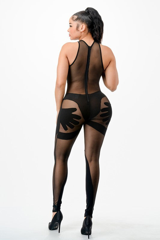 MESH BODYCON JUMPSUIT