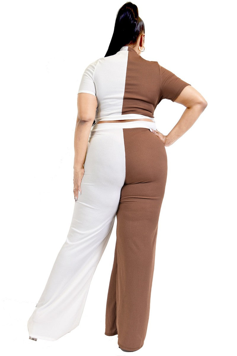 Color Block 2 pc Pant Set