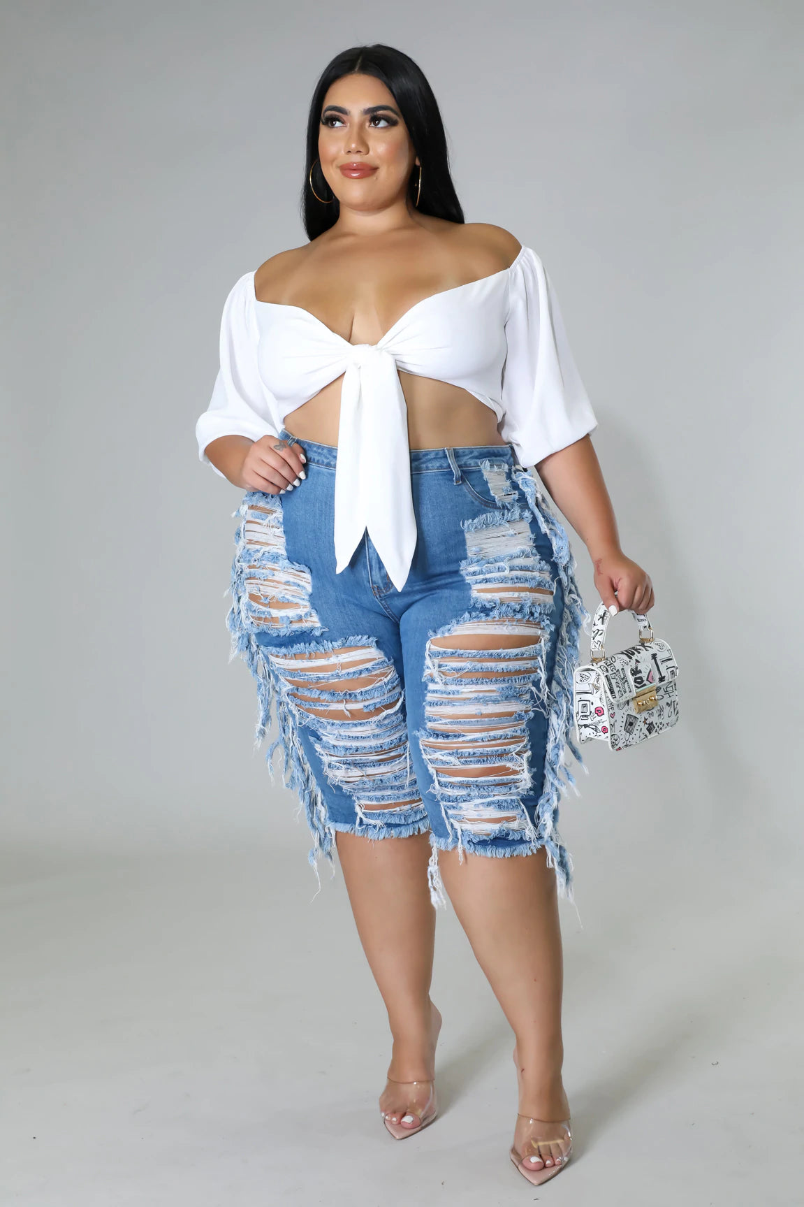 Distressed clearance bermuda shorts