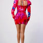 Athina red  puff shoulder long sleeve mini dress