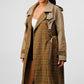 ATHINA PLAID AND KHAKI CONTRAST TRENCH COAT