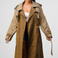 ATHINA PLAID AND KHAKI CONTRAST TRENCH COAT