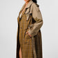 ATHINA PLAID AND KHAKI CONTRAST TRENCH COAT