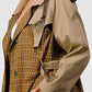 ATHINA PLAID AND KHAKI CONTRAST TRENCH COAT