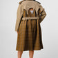 ATHINA PLAID AND KHAKI CONTRAST TRENCH COAT