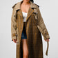 ATHINA PLAID AND KHAKI CONTRAST TRENCH COAT