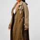 ATHINA PLAID AND KHAKI CONTRAST TRENCH COAT