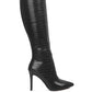 Indulgent High Heeled Croc Calf Boots