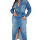 WOMEN FASHION DENIM LONG MAXI DRESS