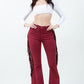 Texas Sun Fringe Bell Bottom Wine - Inseam 30