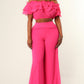 Ruffle Trim Tube Top Wide Leg Pant Set