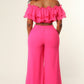 Ruffle Trim Tube Top Wide Leg Pant Set