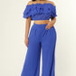 Ruffle Trim Tube Top Wide Leg Pant Set