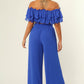 Ruffle Trim Tube Top Wide Leg Pant Set